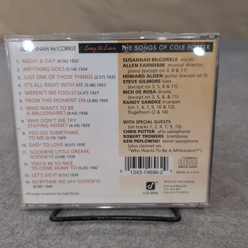 Susannah McCorkle Easy to Love The Songs of Cole Porter Jazz CD Concord CCD-4696 - Picture 2 of 2